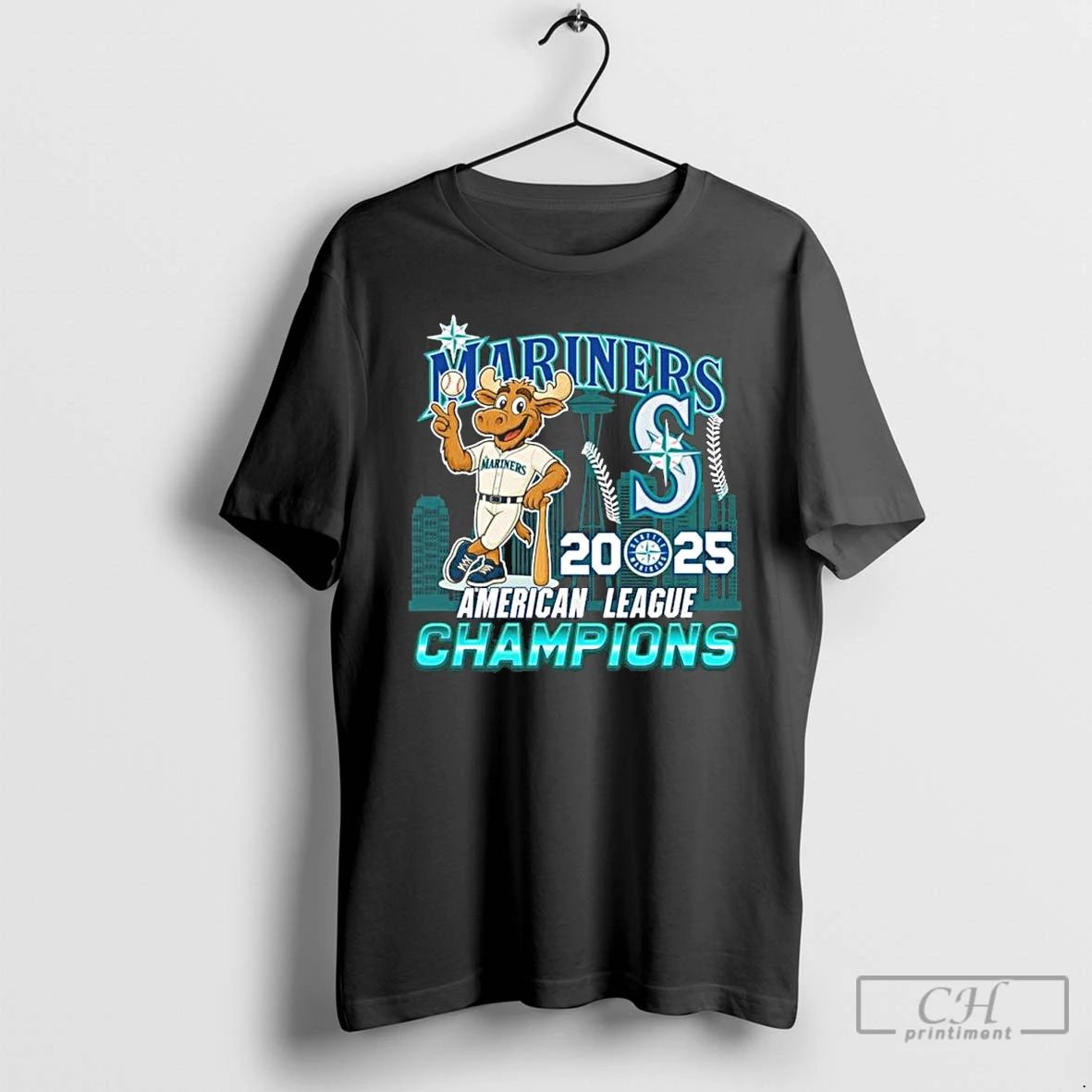 Classic Mariner Moose Seattle Mariners 2025 American League Champions T Shirts