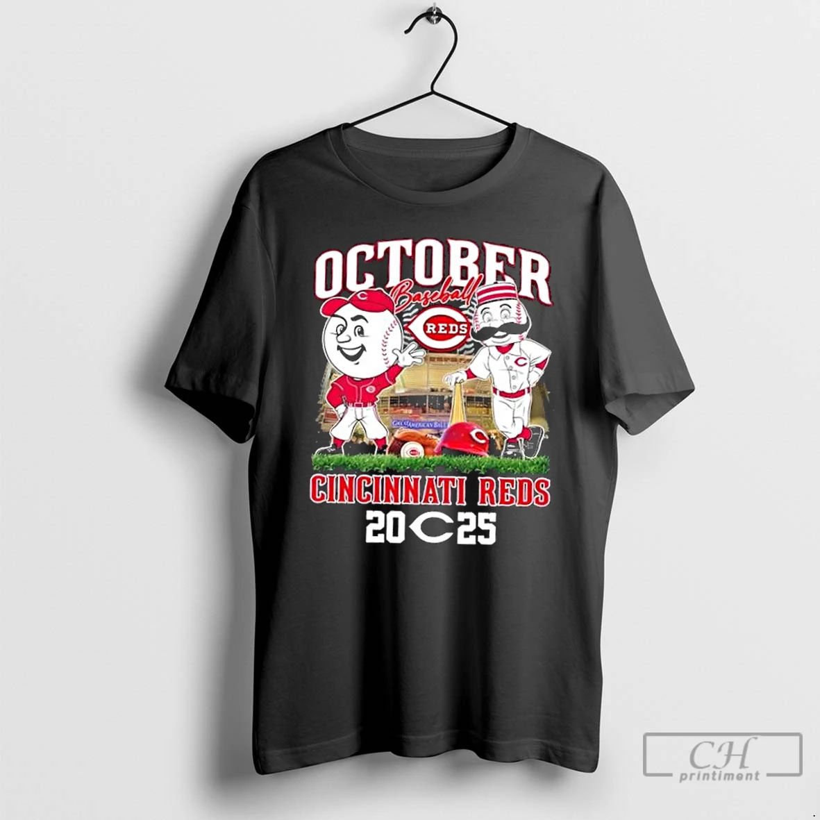 Classic 2025 October Baseball Mascots Cincinnati Reds Stadium T Shirts