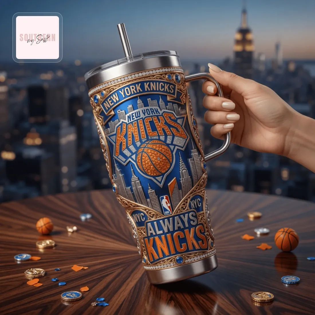New York Knicks Luxury 3D Embossed Collector’s Edition Stainless Steel 40oz Tumbler