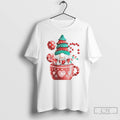 Classic Christmas Gnome In Red Cup Candy Cane Tree White T Shirts