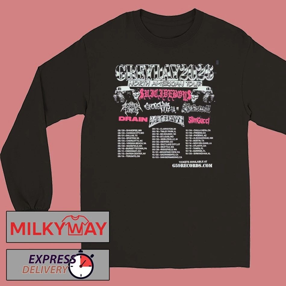 Suicide Boys Grey Day 2026 North America Tour Lineup With Schedule Dates Two Sided T-Shirt