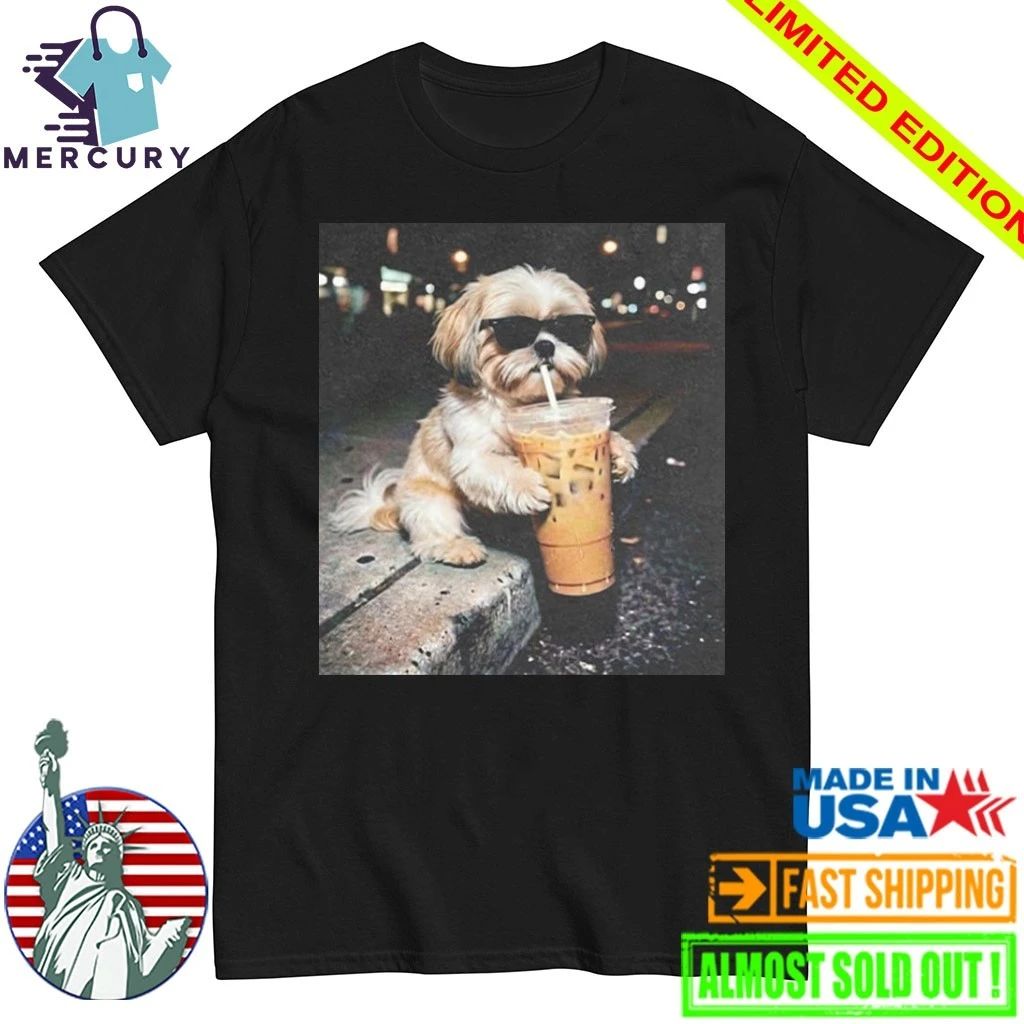 Shih Tzu Drinking Iced Coffee Shirt