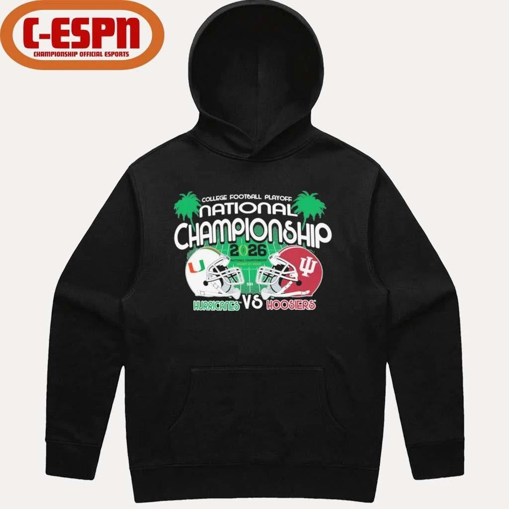 Indiana Vs Miami 2026 CFP National Championship Dual Helmet T-Shirt