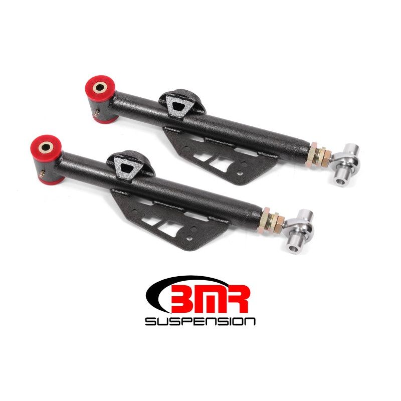 BMR 99-04 Ford Mustang Adj. Lower Control Arms Poly/Rod End Combo – Black Hammertone