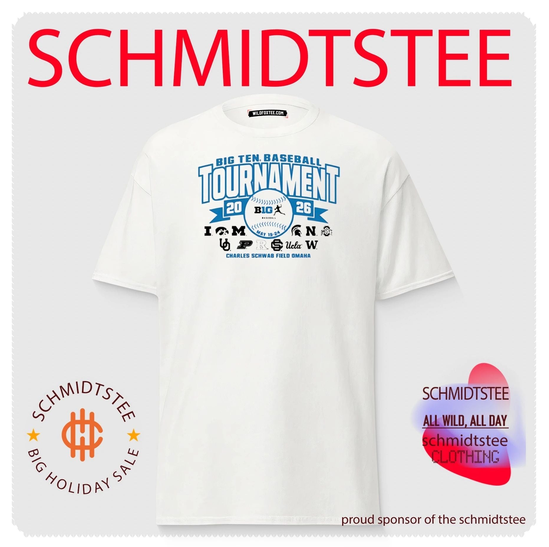 2026 Big Ten Baseball Tournament Charles Schwab Field Omaha logos shirt