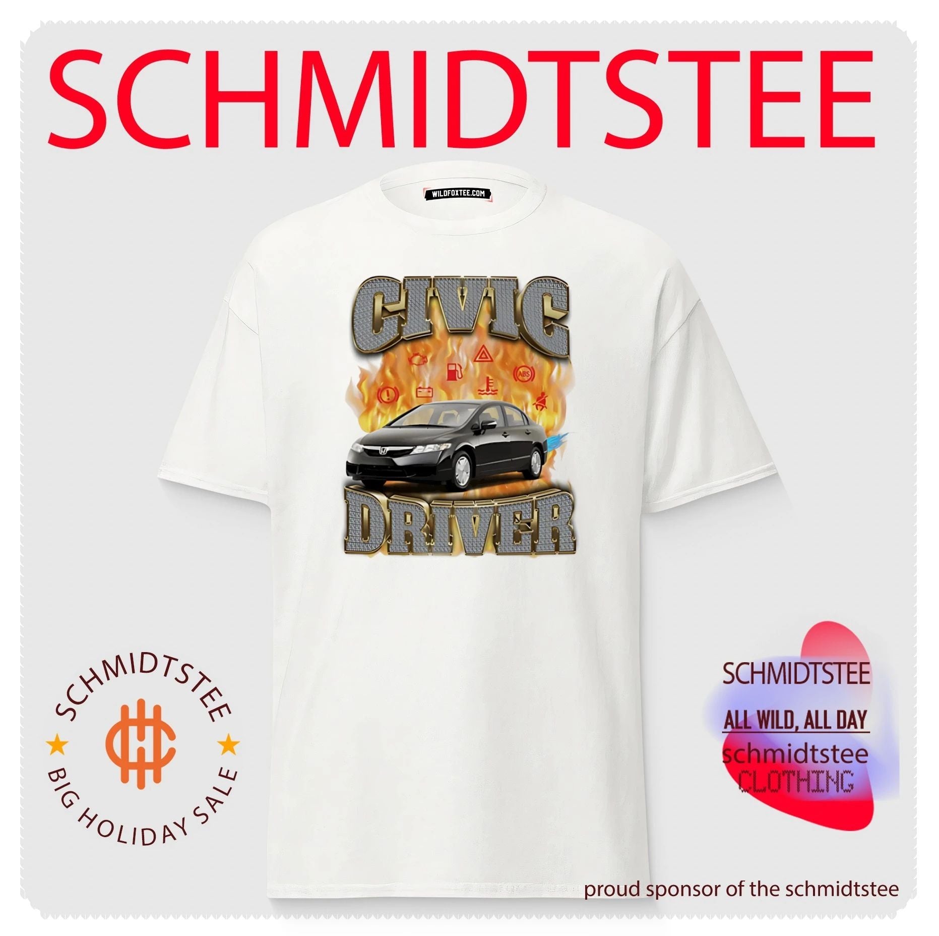 Civic driver Civic on fire black car illustration shirt