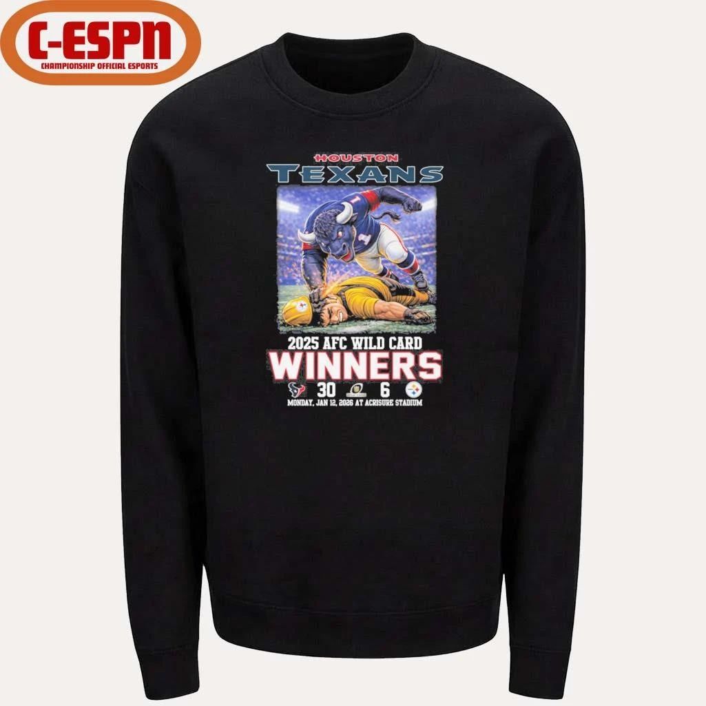 Houston Texas Mascot Beat Steelers 2026 AFC Wild Card Winners Score Shirt