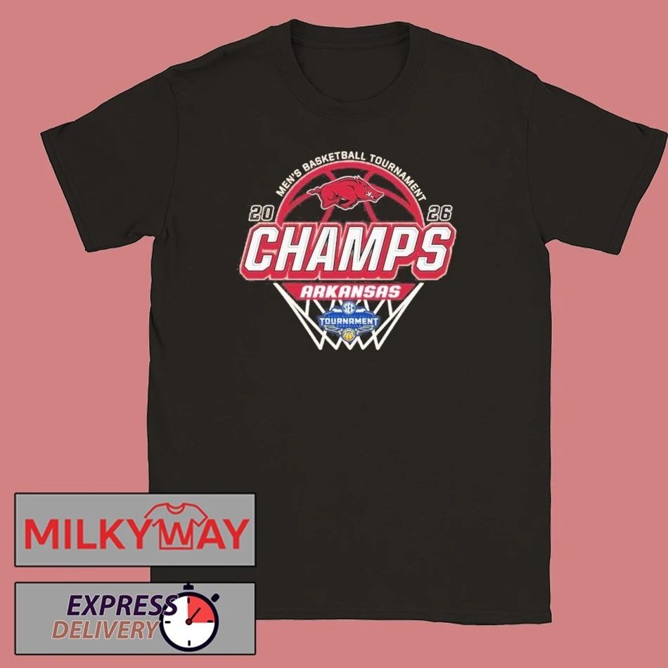 Arkansas Razorbacks Men’s Basketball 2026 SEC Tournament Champions Locker Room Cardinal Red T-Shirt