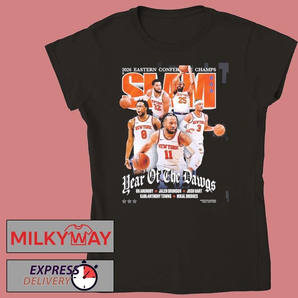 New York Knicks SLAM 262 Year Of The Dawgs 2026 Eastern Conference Champs Magazine Cover T-Shirt