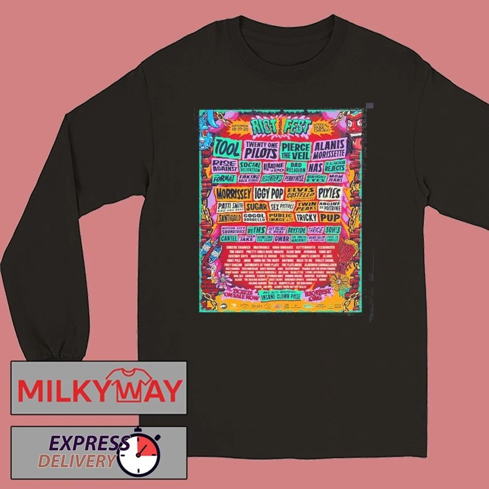 Riot Fest 2026 Full Lineup At Douglass Park Chicago On September 18 19 20 2026 Two Sided T-Shirt
