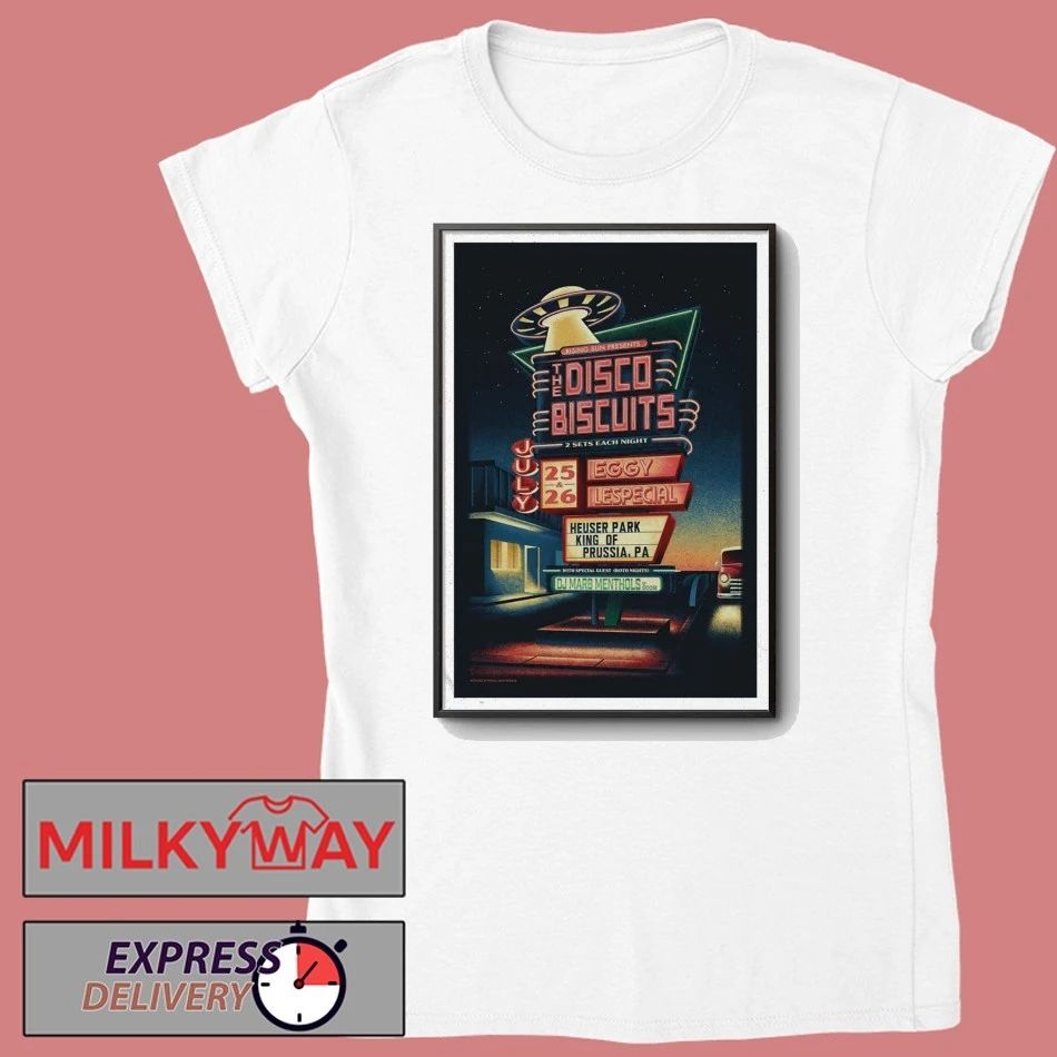 The Disco Biscuits Concert Event at Heuser Park in King of Prussia, PA July 25-26 2026 Poster shirt