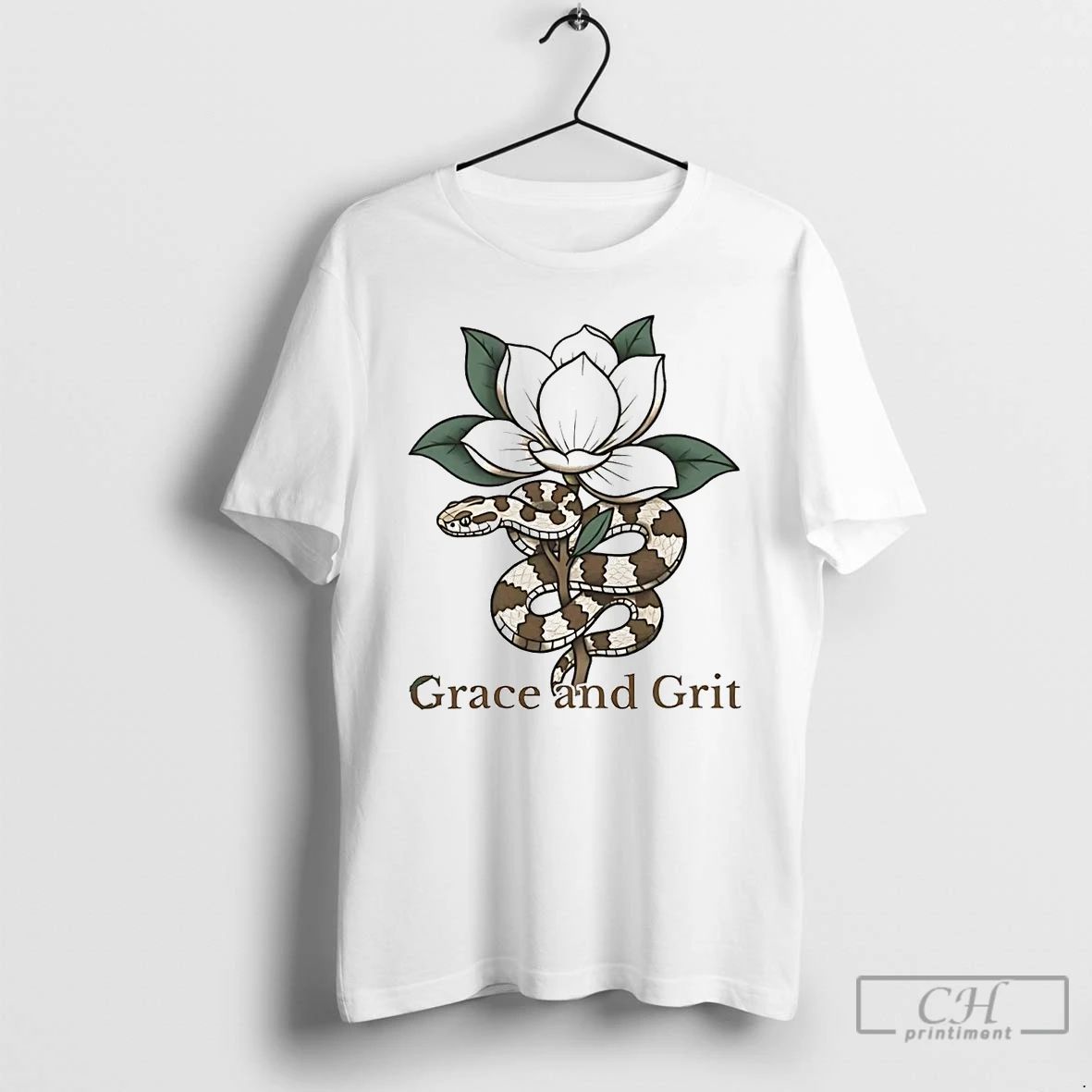 Classic Snake And Lotus Grace And Grit T Shirts