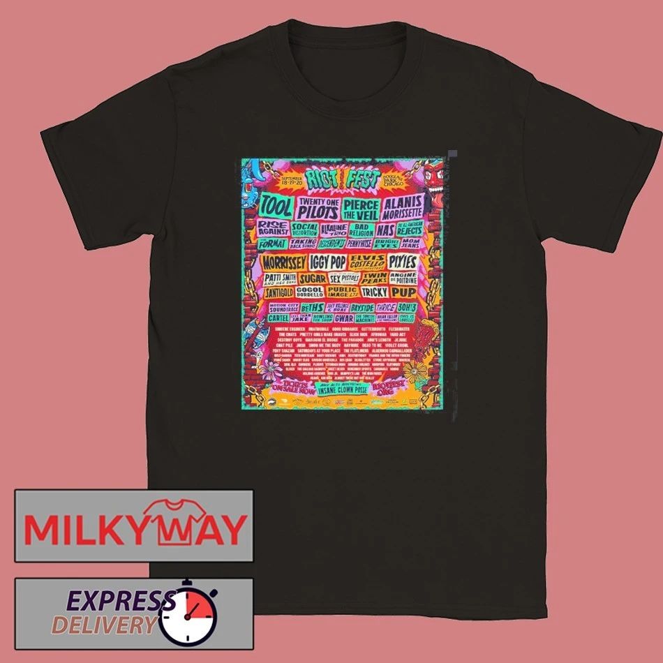 Riot Fest 2026 Full Lineup At Douglass Park Chicago On September 18 19 20 2026 Two Sided T-Shirt