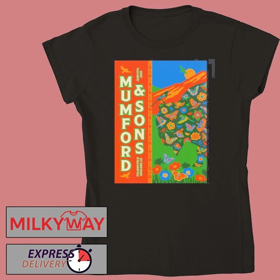 Mumford And Sons Prizefighter Tour Boulder CO 2026 Tonight Poster At Folsom Field On June 6 2026 T-Shirt