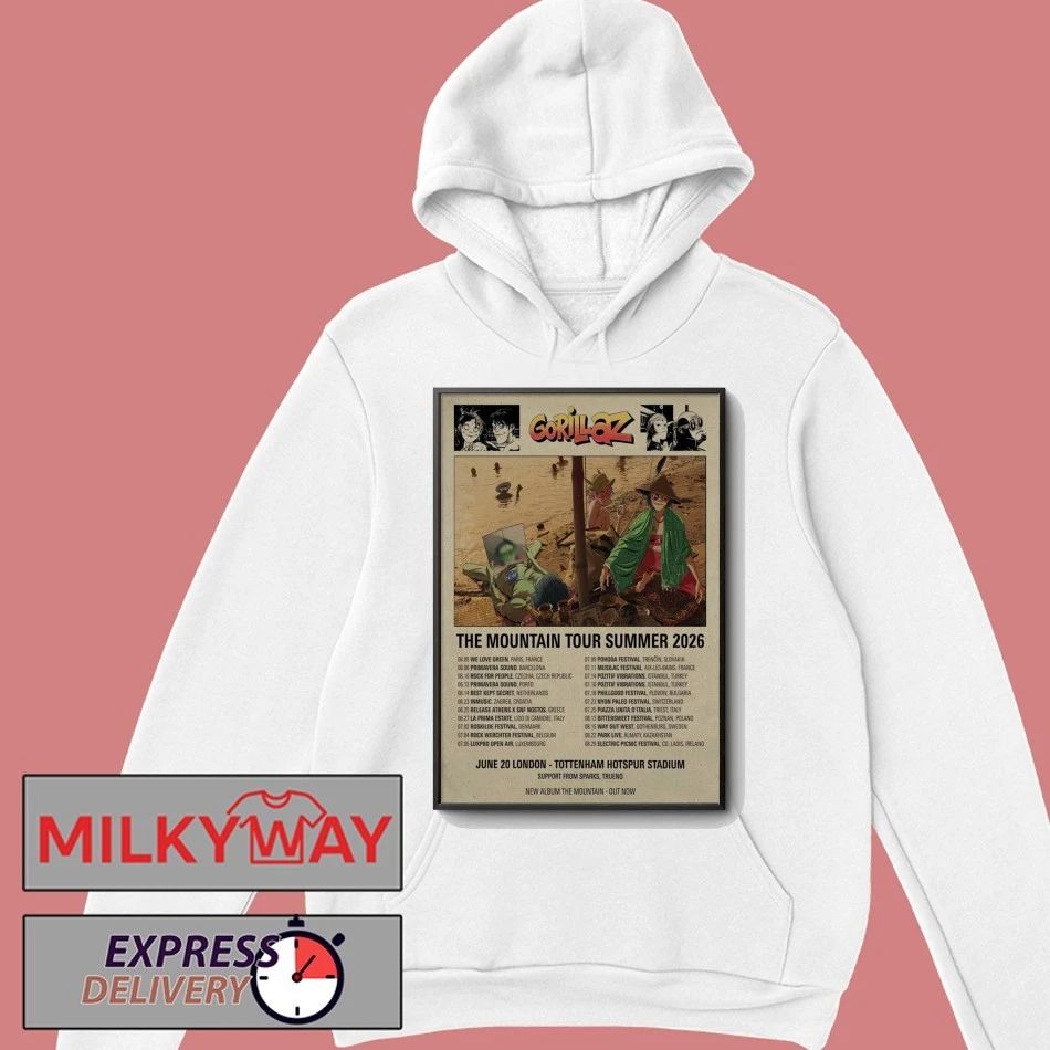 Gorillaz The Mountain Tour Summer 2026 Poster shirt