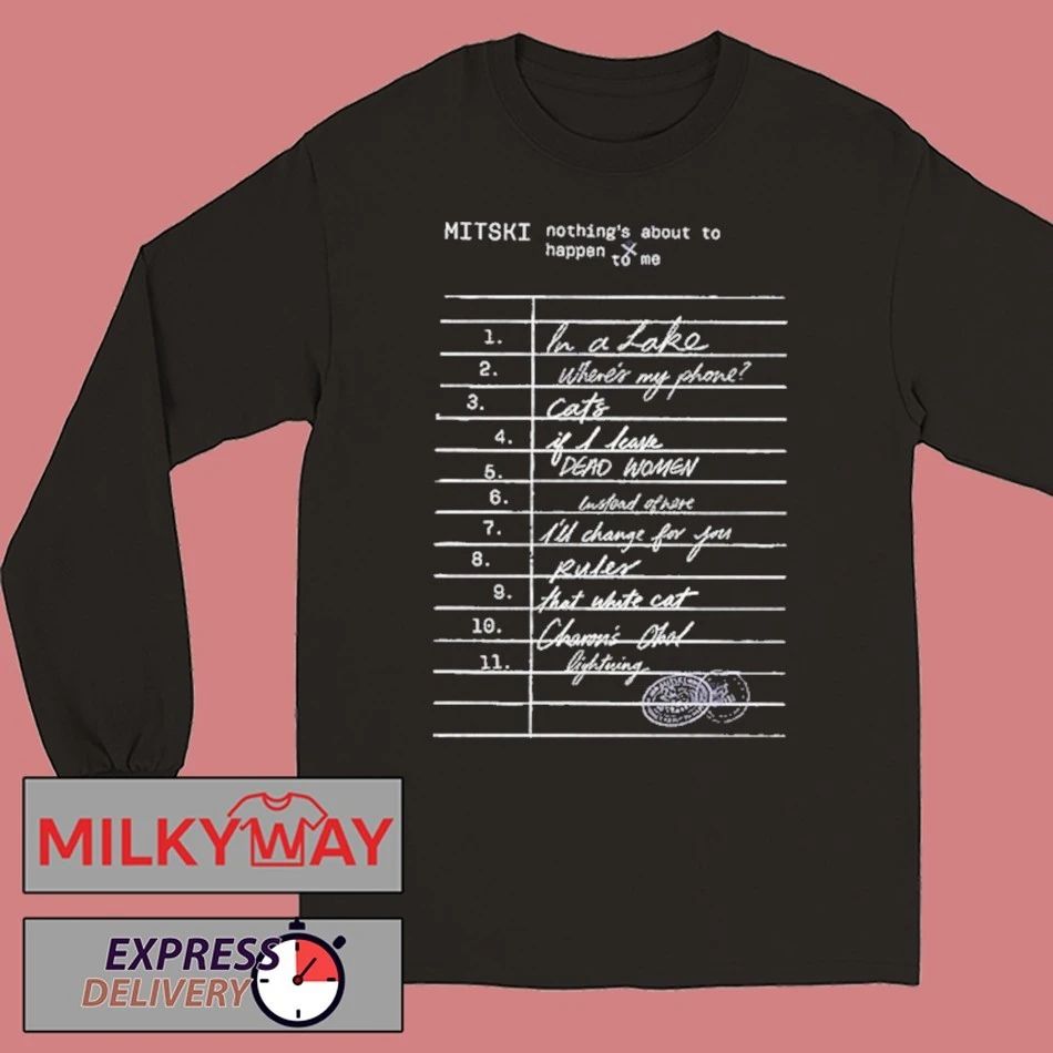 Mitski Cat Nothing’s About To Happen To Me Library Stamp Two Sided shirt