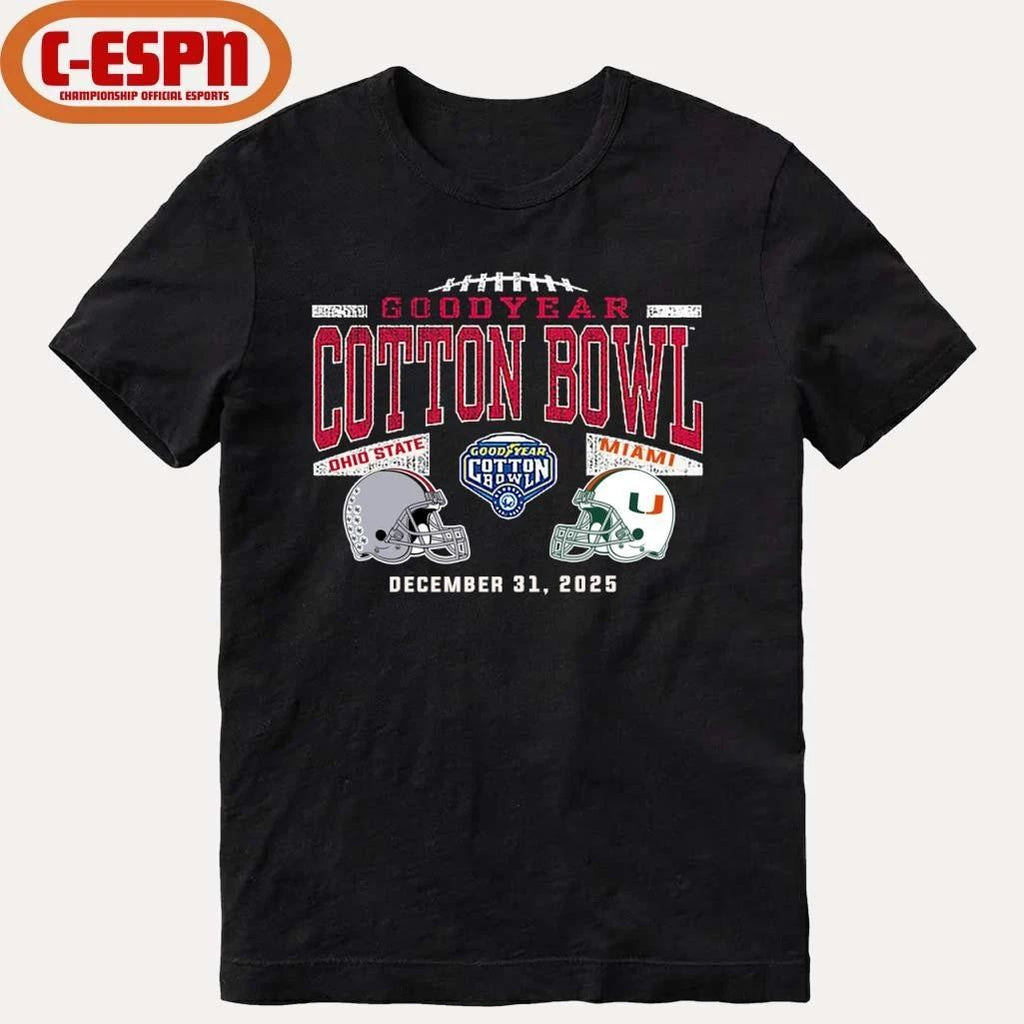 December 31 Miami Vs Ohio State 2025 Cotton Bowl Matchup T-Shirt