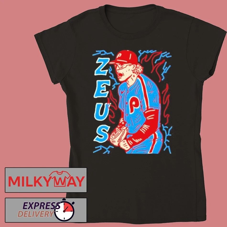 Zeus Philadelphia Phillies Baseball Pitcher Lightning Bolt Shirt