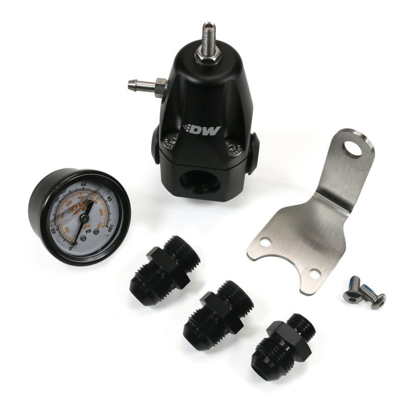 DeatschWerks DWR1000 AFPR + Pressure Gauge + 8AN Fittings – Anodized Black