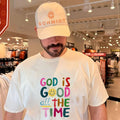 God is good all the time rainbow text shirt