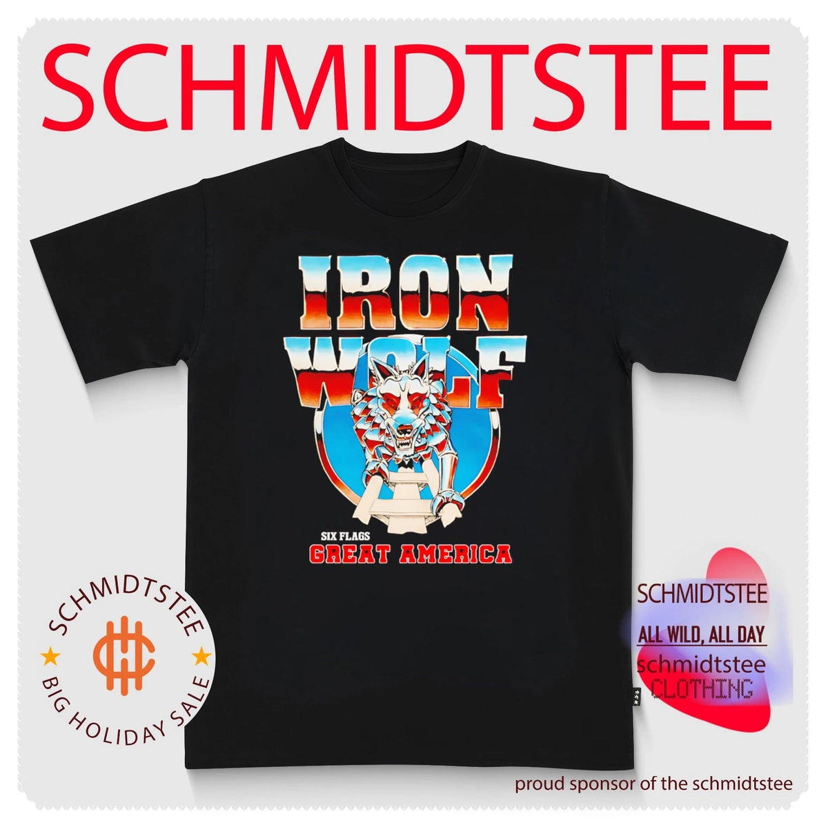 Iron Wolf Six Flags Great America Roller Coaster shirt