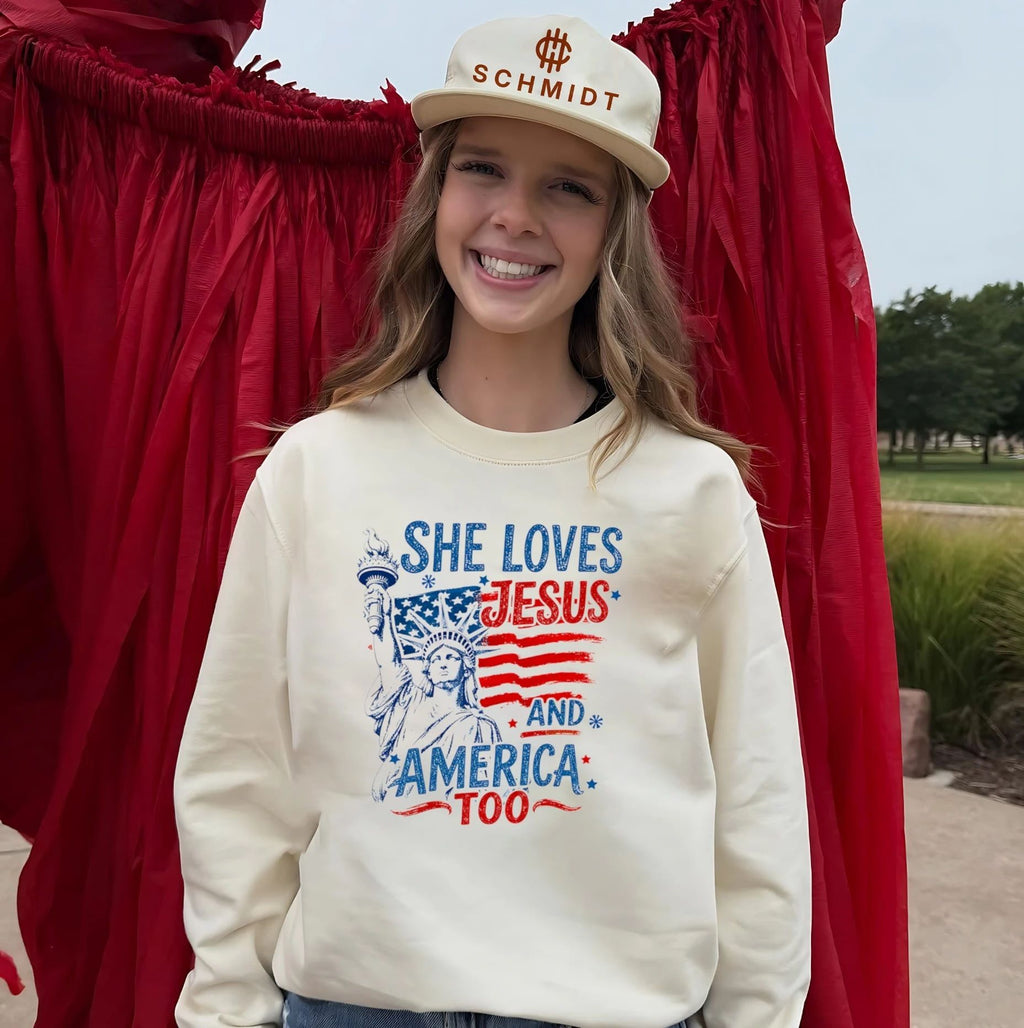 She Loves Jesus and America Too 4th of July Faith shirt