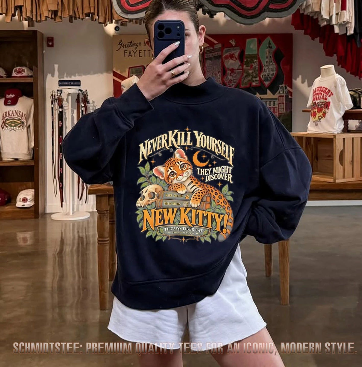 Never kill yourself they might discover new kitty Tilcayo Tiger Cat shirt