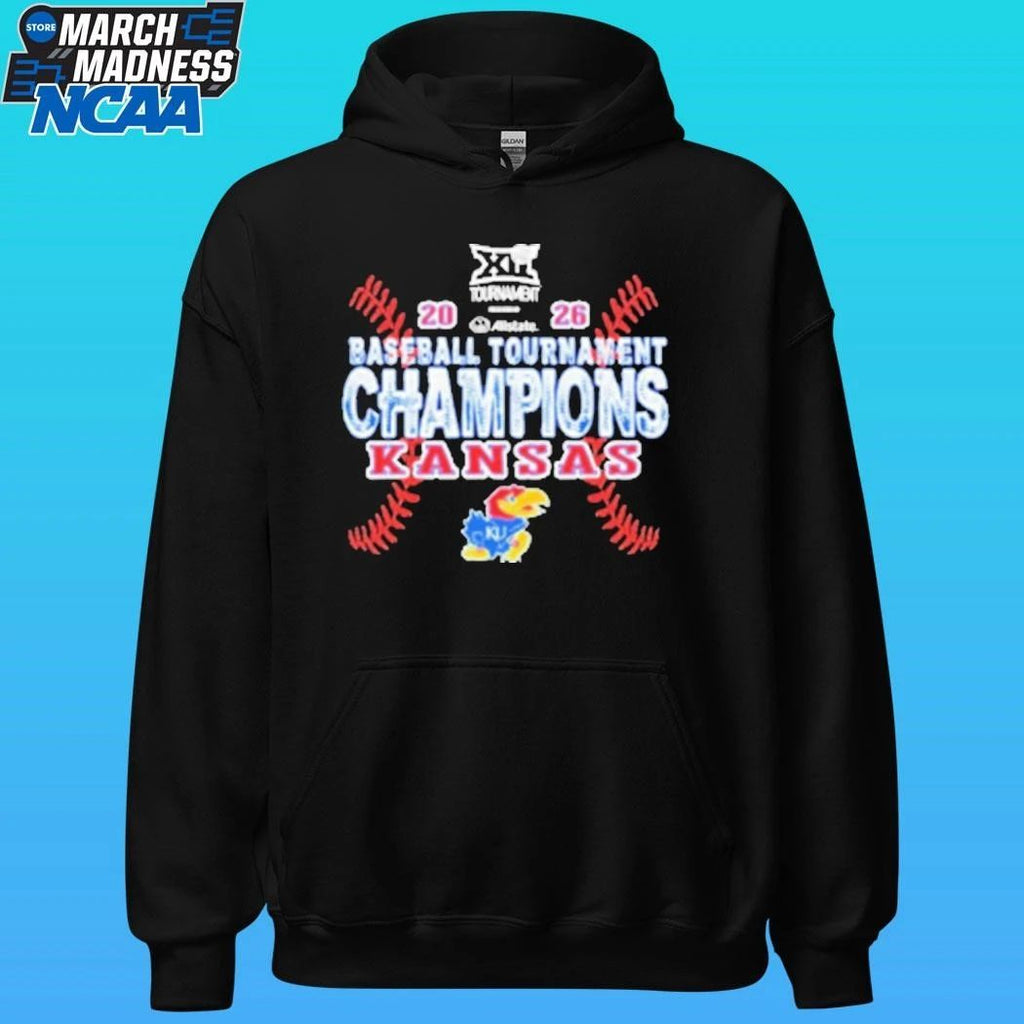 Kansas Jayhawks Blue 84 2026 Big 12 Baseball Tournament Champions Shirt