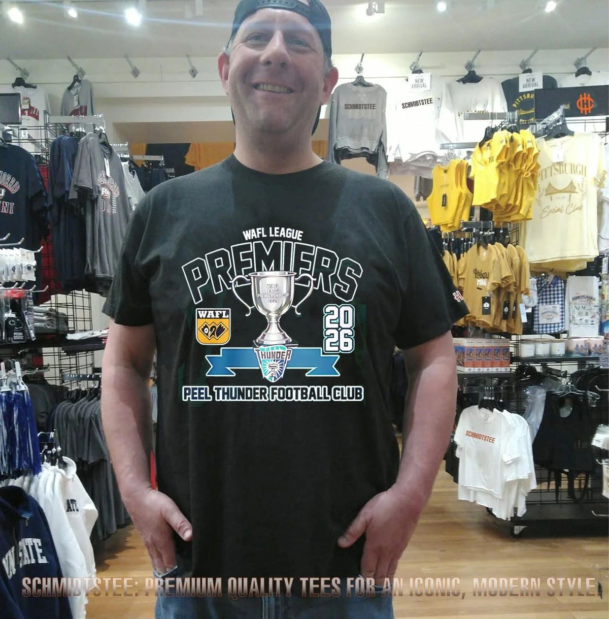 Peel Thunder Football Club 2026 WAFL League Premiers trophy illustration shirt