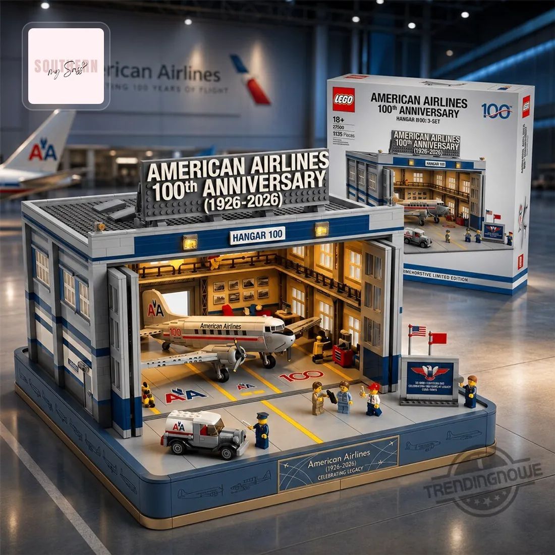 American Airlines 100th Anniversary LEGO Limited Edition Hangar Building Block Set