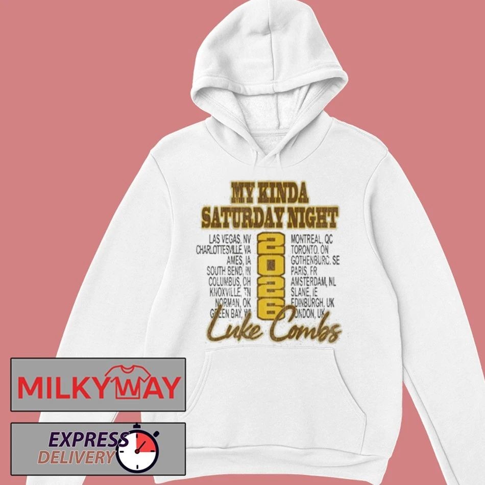Luke Combs White 2026 My Kinda Saturday Night Tour Shirt