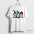 Classic Gnome Embroidery Christmas Lights White T Shirts
