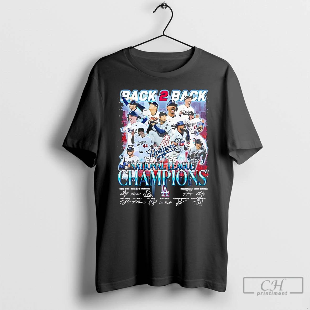 Classic Los Angeles Dodgers Back 2 Back National League Champions Team Players T Shirts