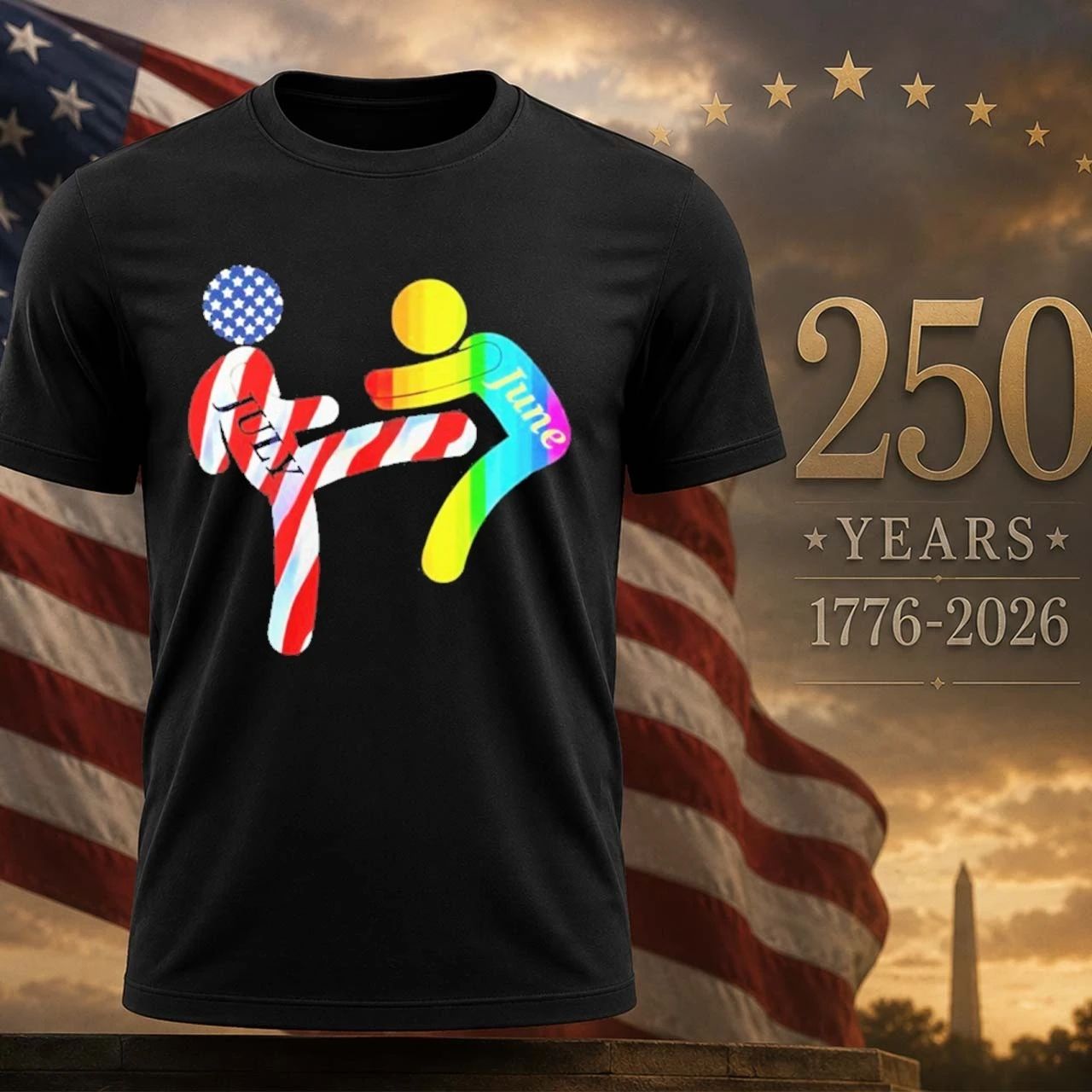 July Independence Kick June Pride Month Shirt