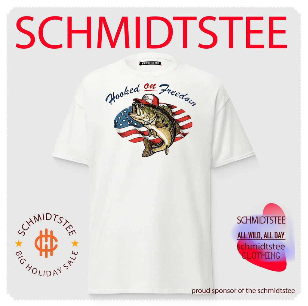 Hooked on freedom fish with America flag shirt
