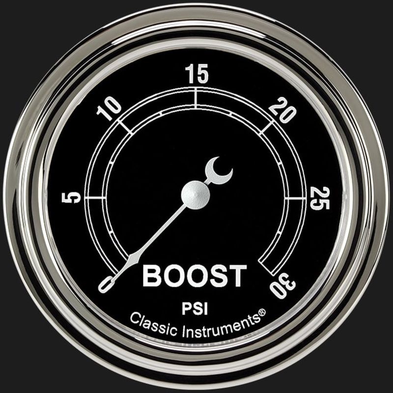 Classic Instruments Traditional 2 5/8″ Boost Gauge, 30 PSI