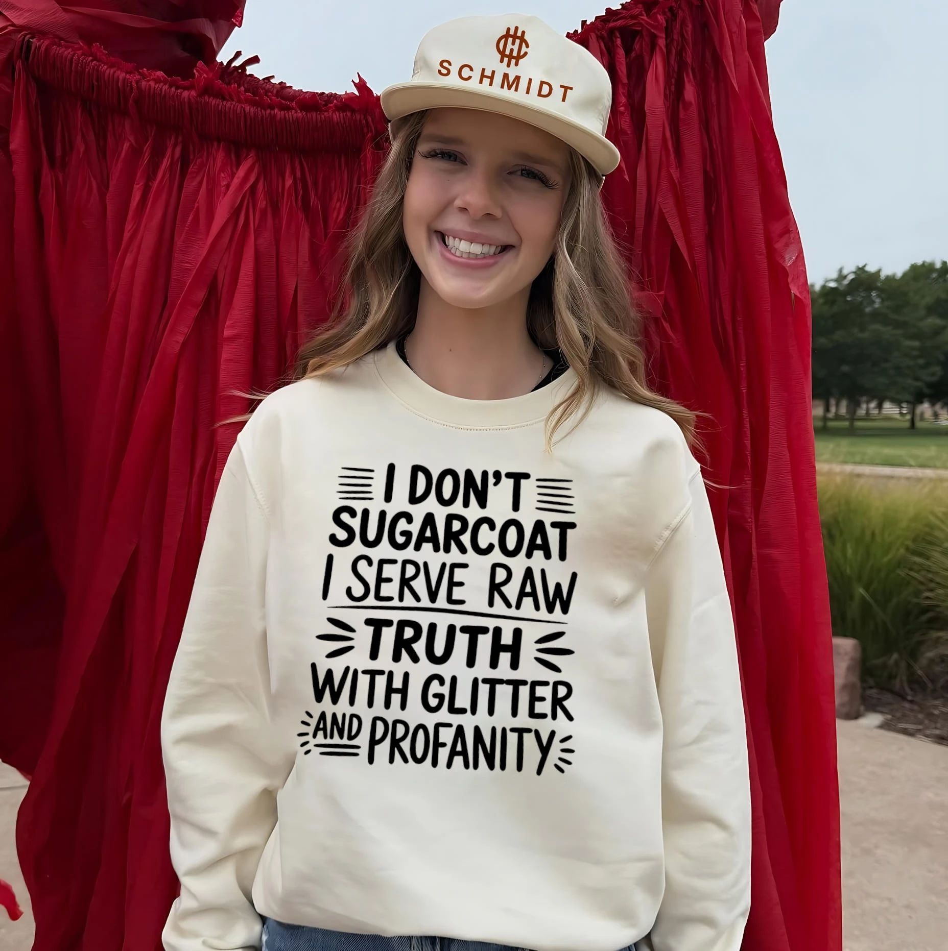 I don’t sugarcoat I serve raw truth with glitter and profanity text shirt