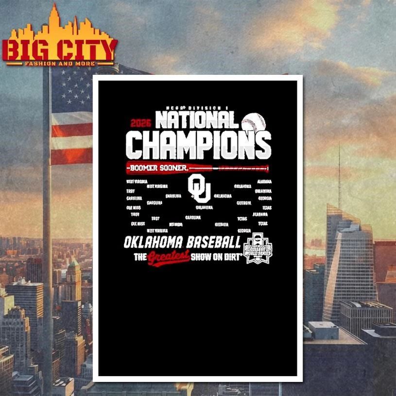 Oklahoma Sooners Baseball 2026 Ncaa Baseball Mens College World Series Champions Bracket Shirt