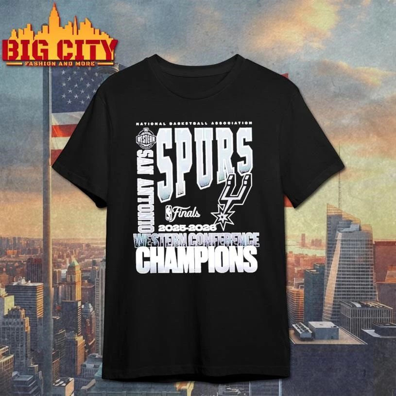 San Antonio Spurs Fanatics Black 2026 NBA Western Conference Champions Stacked Block Shirt