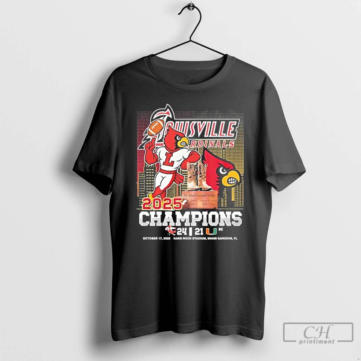 Classic Louisville Cardinals 2025 Schnellenberger Trophy Champions Score T Shirts