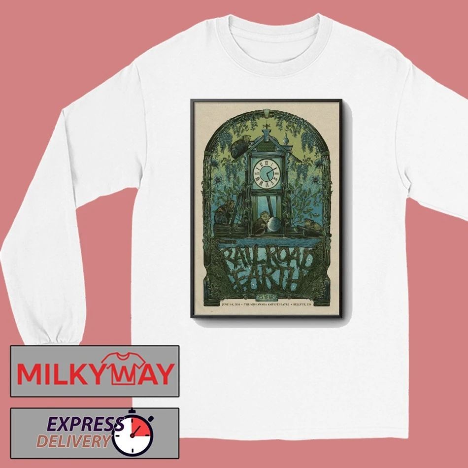 Railroad Earth Jun 5-6 2026 Mishawaka Amphitheatre in Bellvue CO Poster shirt