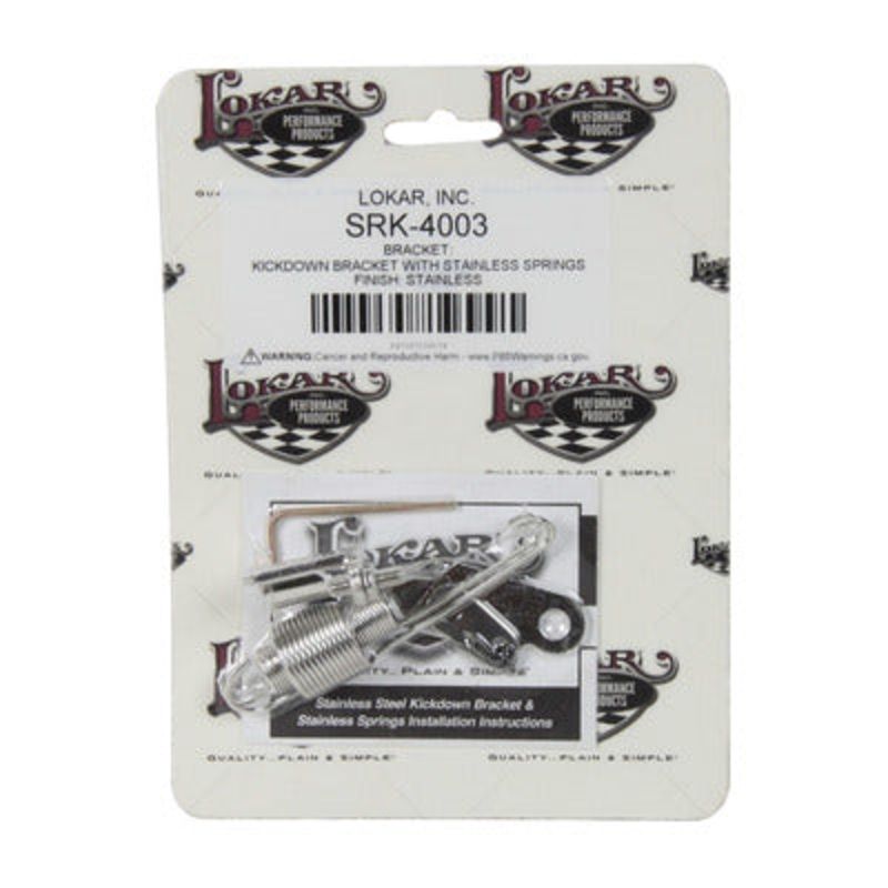 Lokar SRK-4003 Kickdown Cable Bracket, Carb Mount, Return Spring, Stainless, Natural, Square Bore, Kit