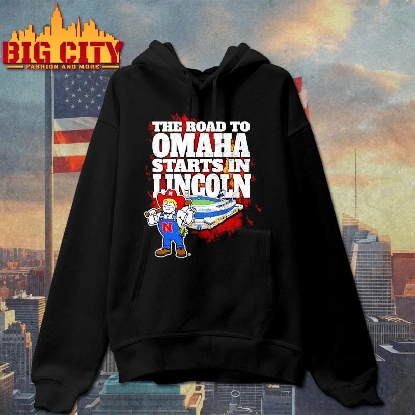 Something Inked Nebraska Cornhuskers Black The Road To Omaha Starts In Lincoln Shirt