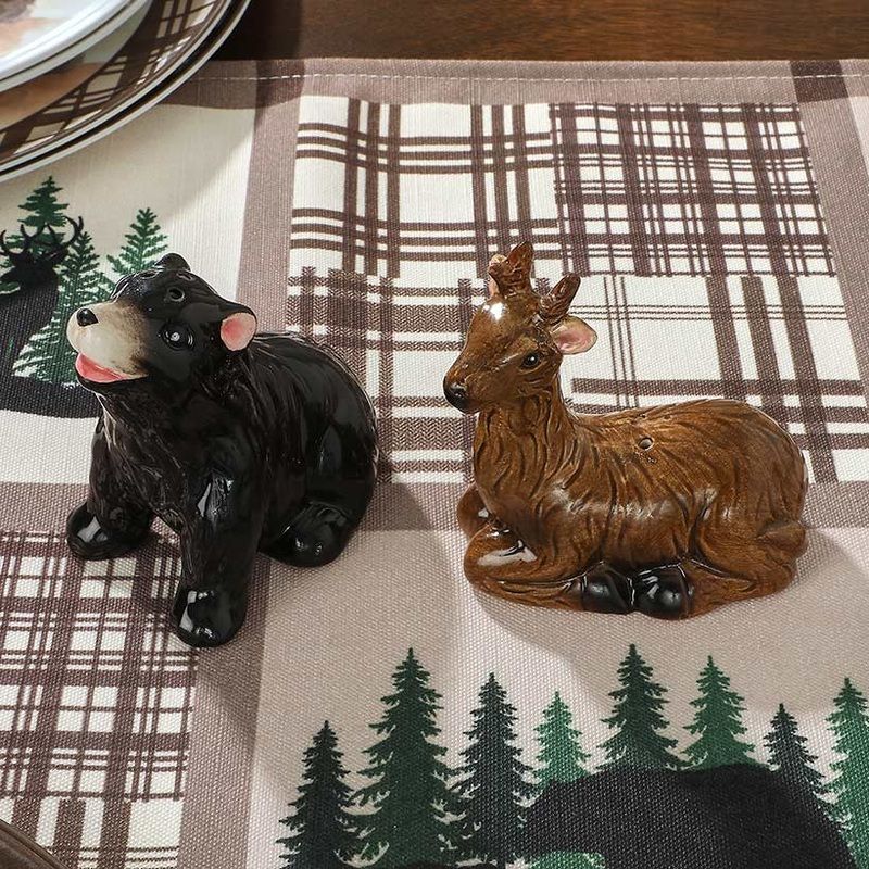 Enchanting Lodge Luxe Wilderness Bear and Deer Salt and Pepper Shakers