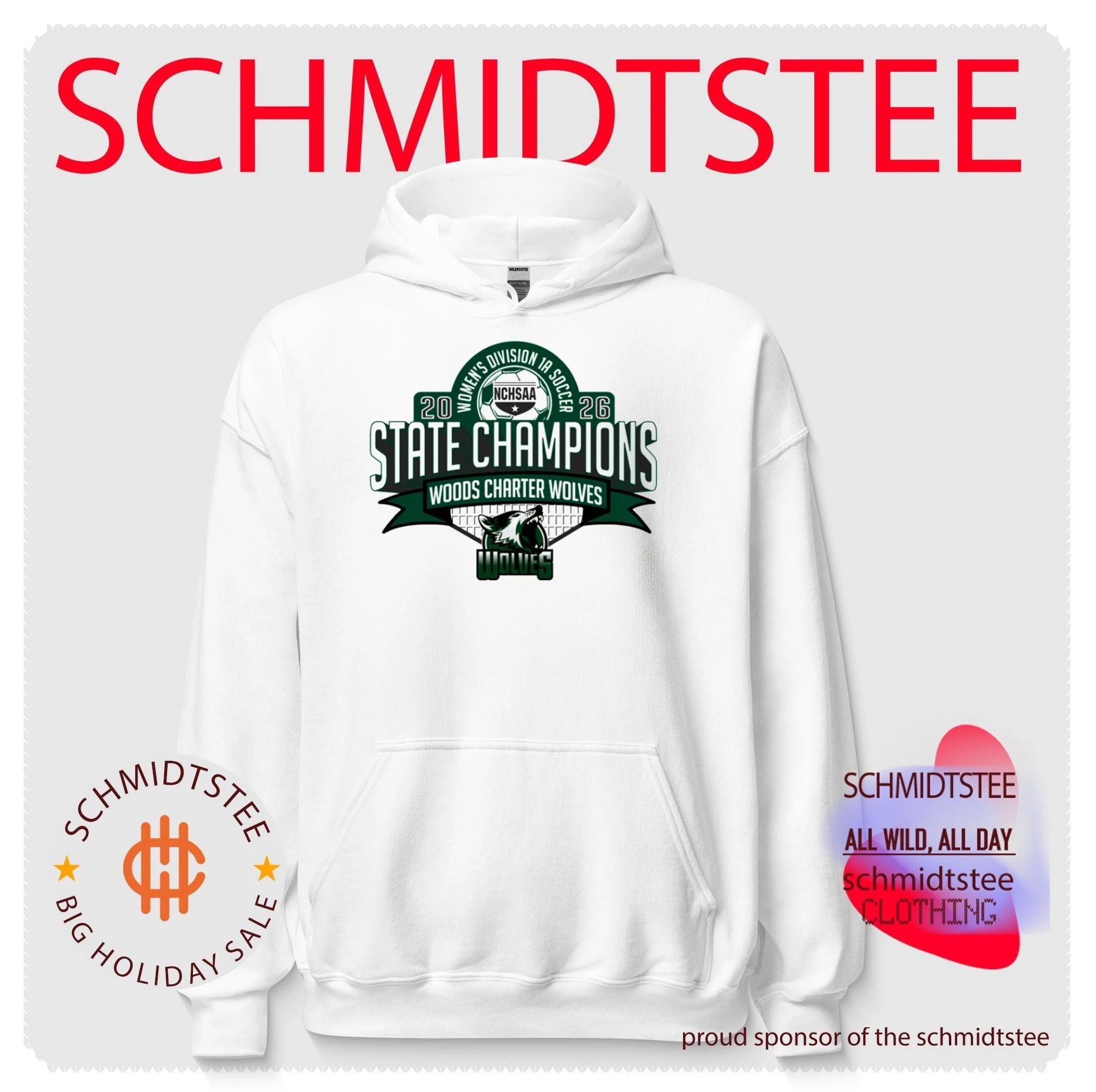 Woods Charter Wolves 2026 NCHSAA Women’s Division 1A Soccer Champions shirt