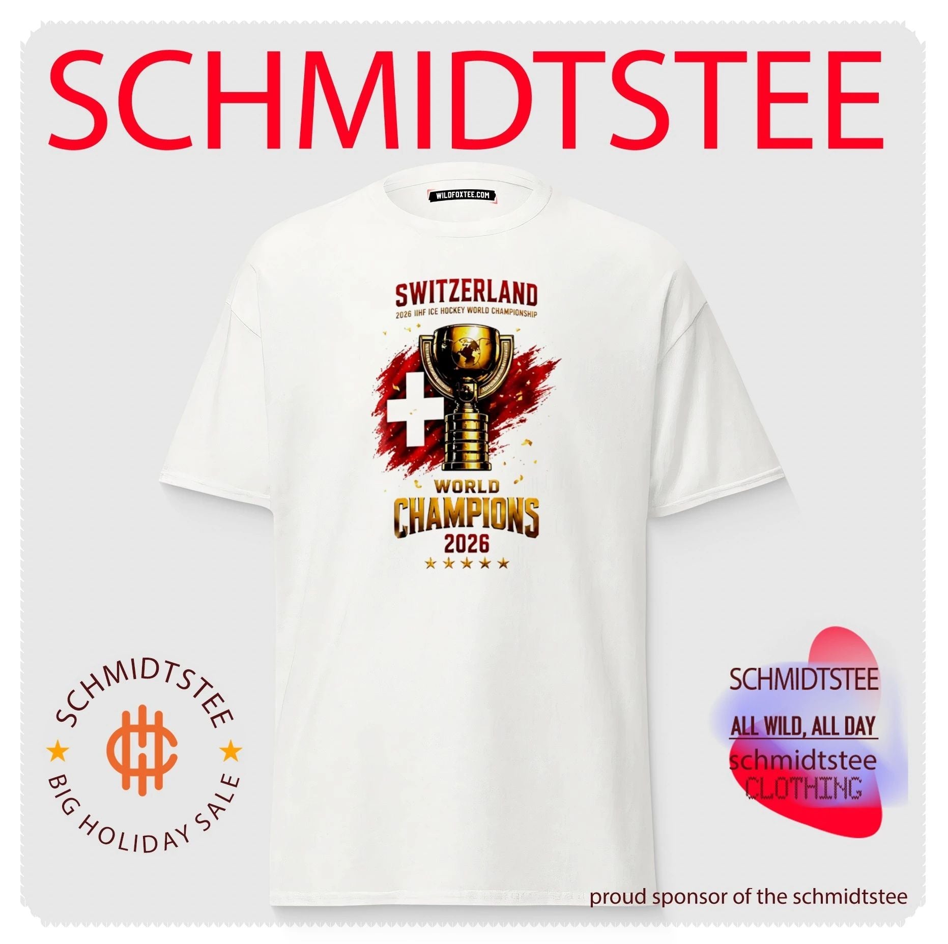 Switzerland 2026 IIHF Ice Hockey World Champions trophy shirt