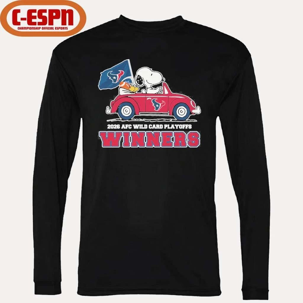The Peanuts Driving Car X Houston Texans 2026 AFC Wild Card Winners Shirt