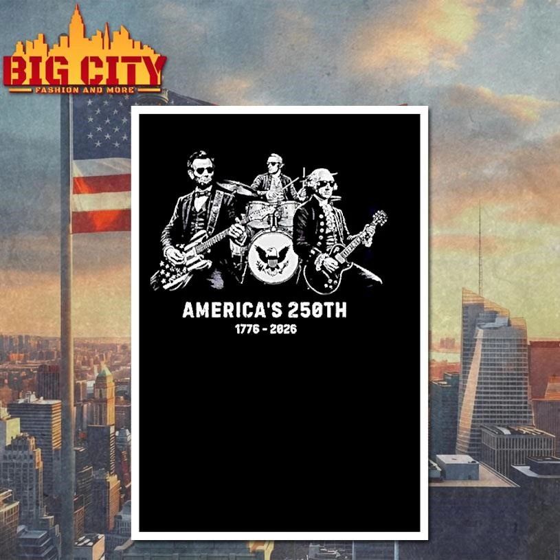 George Washington Lincoln Hamilton Playing Guitar 250 Years America Anniversary 1776 2026 Shirt