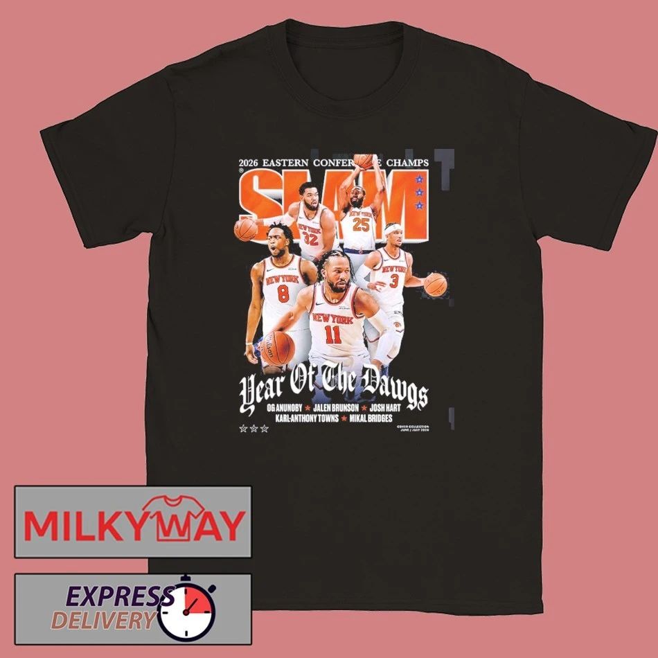 New York Knicks SLAM 262 Year Of The Dawgs 2026 Eastern Conference Champs Magazine Cover T-Shirt