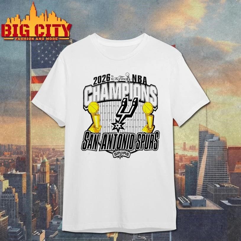 San Antonio Spurs 2026 NBA Finals Champions Trophy Graphic Shirt